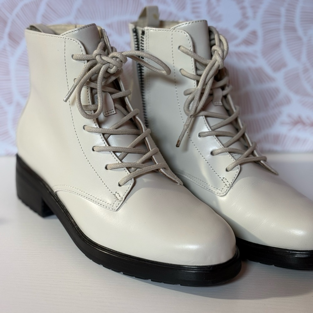 Stylish White Lace-Up Ankle Boots